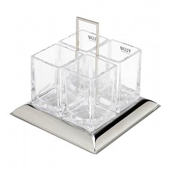 Porta Talher 24x22cm Torcello de Aço Inox e Cristal Ecologico